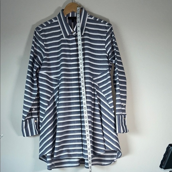 Donna Karan Navy and White Striped Blouse - Picture 6 of 12